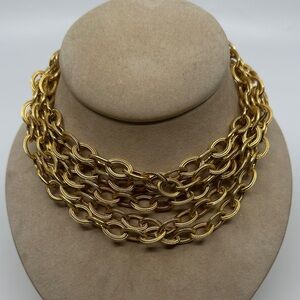 Elegant 5 Strand Goldtone Link Chain Necklace